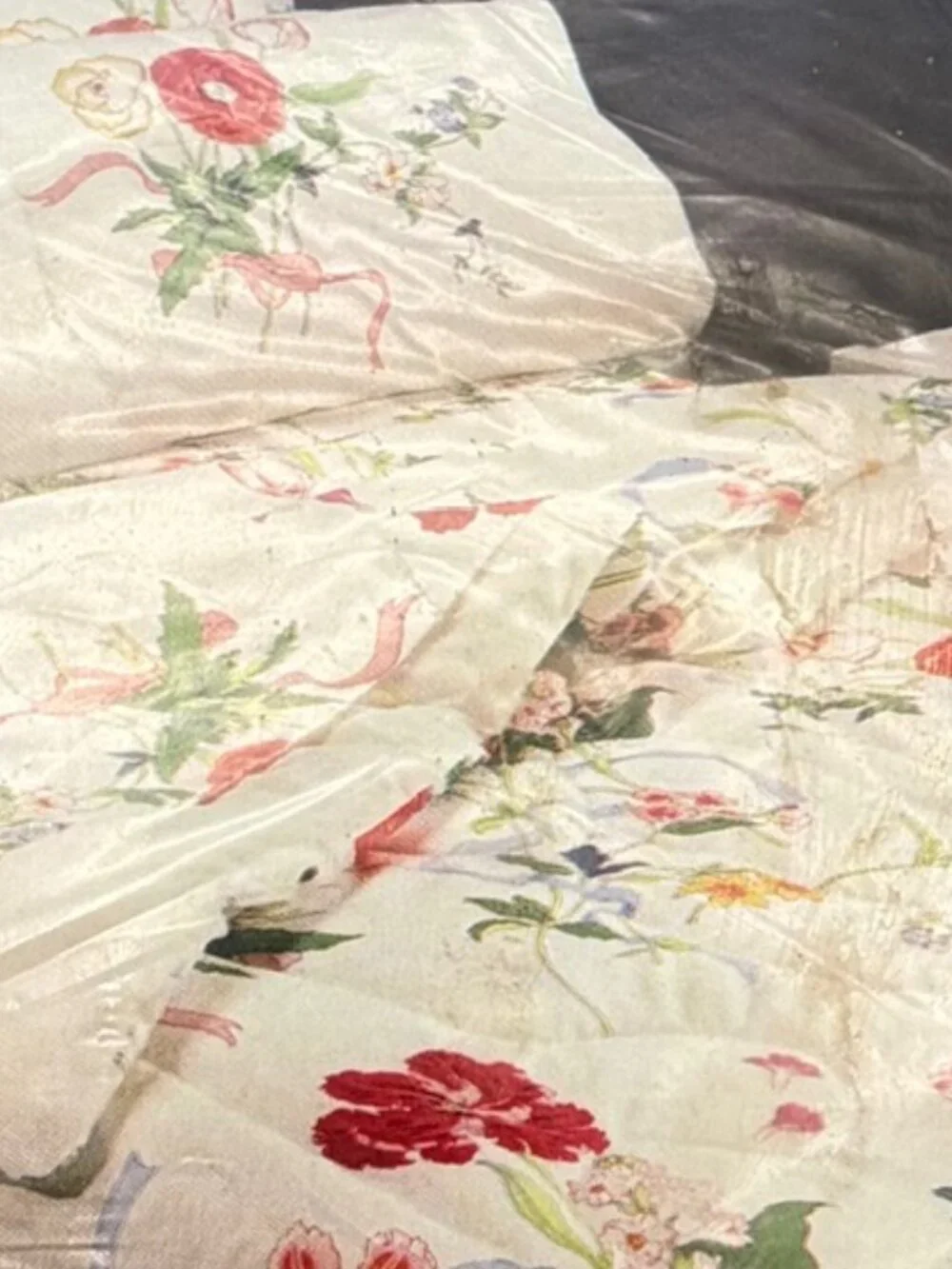 Springmaid Jay Yang Ribbon Bouquet II Queen Flat Sheet 180 TC NEW Bedding